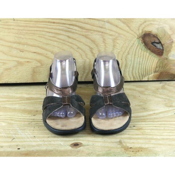 Haflinger Sandals Womens 10 Black Suede Metallic 41 Slingback Wedge Open Toe - Picture 2 of 9